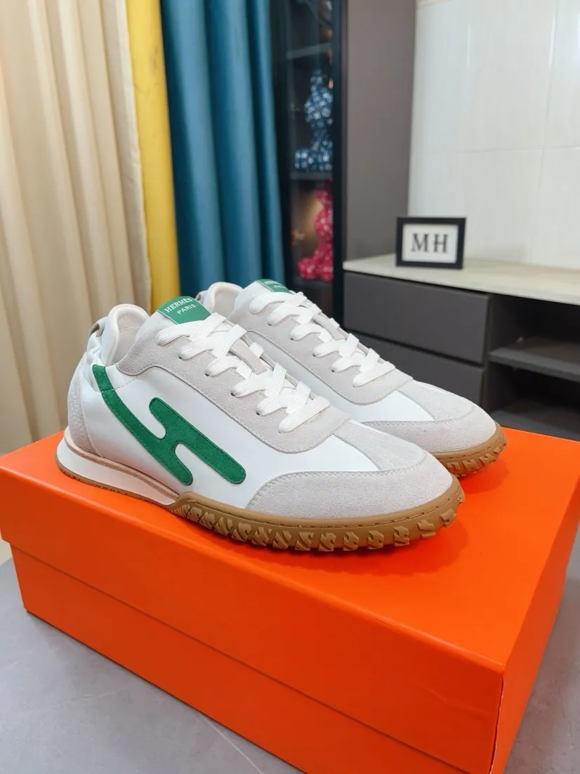 Men's shoes 💰480🌸🌸[HERMES] Hermès sneakers, the upper is made of calfskin and suede, imported materials, full of texture, the lightweight sole is decorated with contrasting patterns, creating a versatile fashion style. Size: 38-44, 45 customized